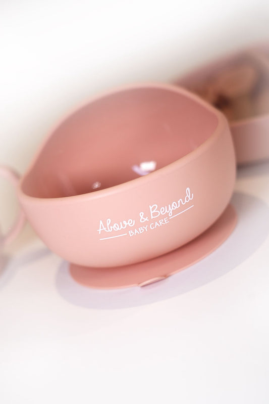 Baby Silicone Suction Bowl Pink & Grey